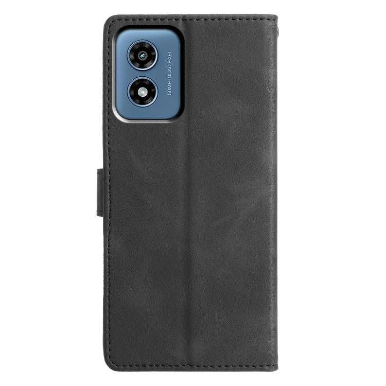 For Motorola Moto G Play 2024 Triangles Embossed Leather Phone Case(Black)