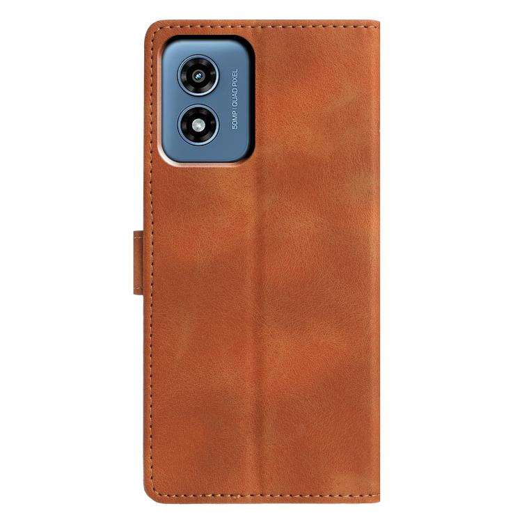 For Motorola Moto G Play 2024 Triangles Embossed Leather Phone Case(Brown)