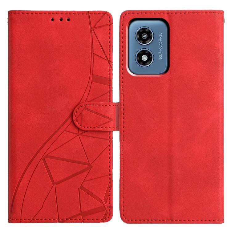 For Motorola Moto G Play 2024 Triangles Embossed Leather Phone Case(Red)