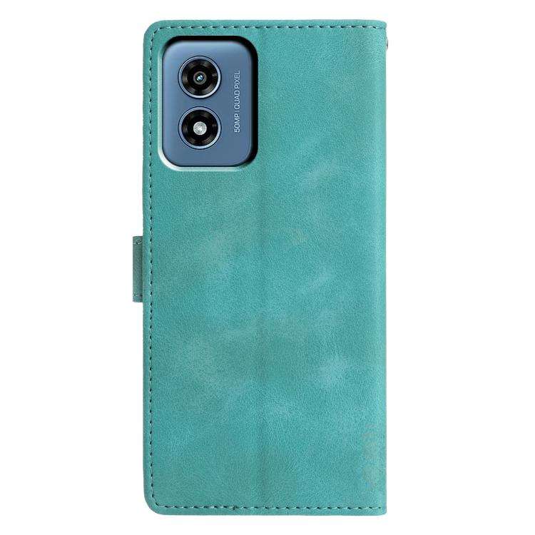 For Motorola Moto G Play 2024 Triangles Embossed Leather Phone Case(Green)
