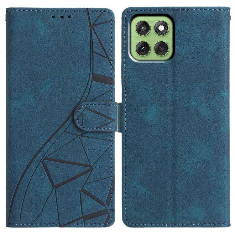 For Motorola Edge 60 Triangles Embossed Leather Phone Case(Blue)