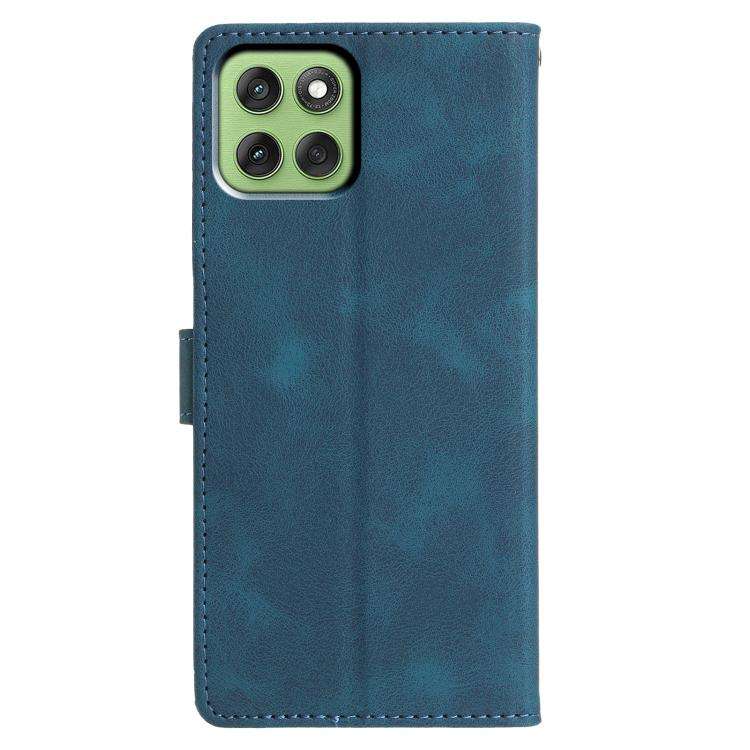 For Motorola Edge 60 Triangles Embossed Leather Phone Case(Blue)