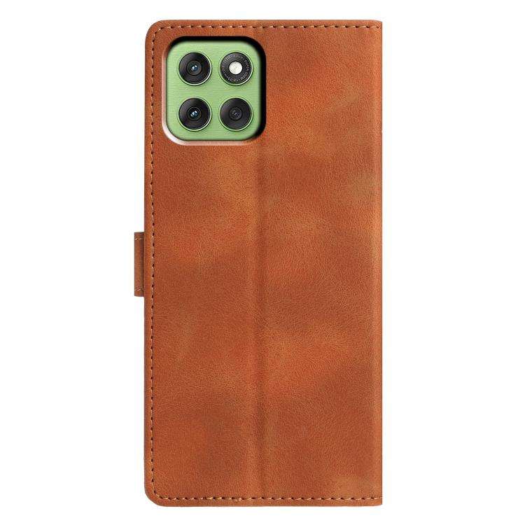 For Motorola Edge 60 Triangles Embossed Leather Phone Case(Brown)