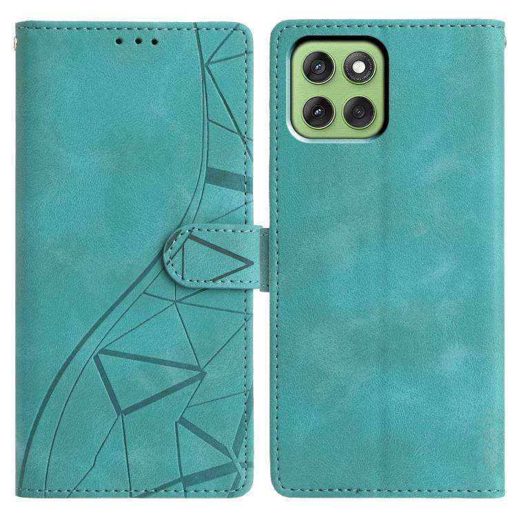 For Motorola Edge 60 Triangles Embossed Leather Phone Case(Green)