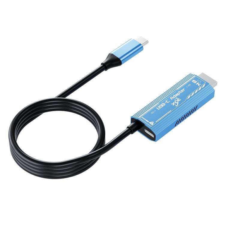 YCE-V286 Type-C to PD3.0 and HDMI 8K Adapter Cable(Blue)