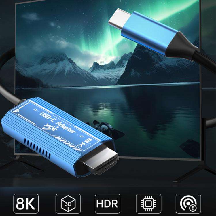YCE-V286 Type-C to PD3.0 and HDMI 8K Adapter Cable(Blue)