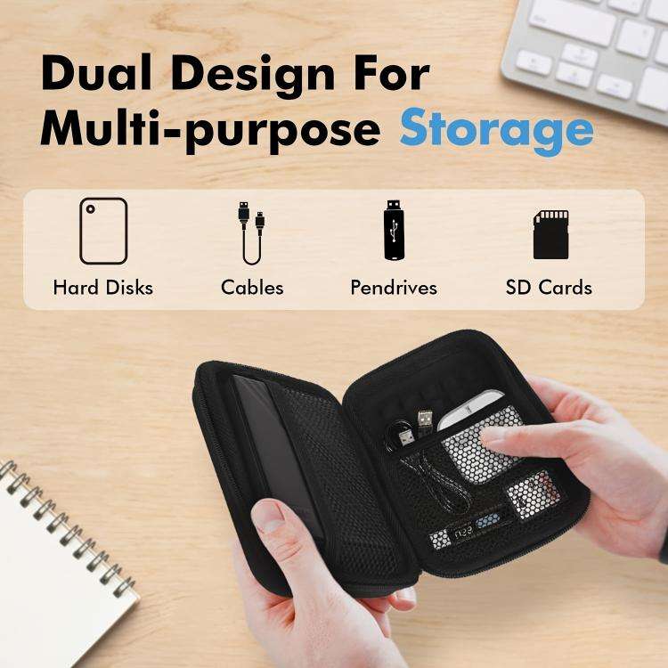 Mobile Hard Drive Data Cable Storage Bag Portable EVA Storage Box(Black)