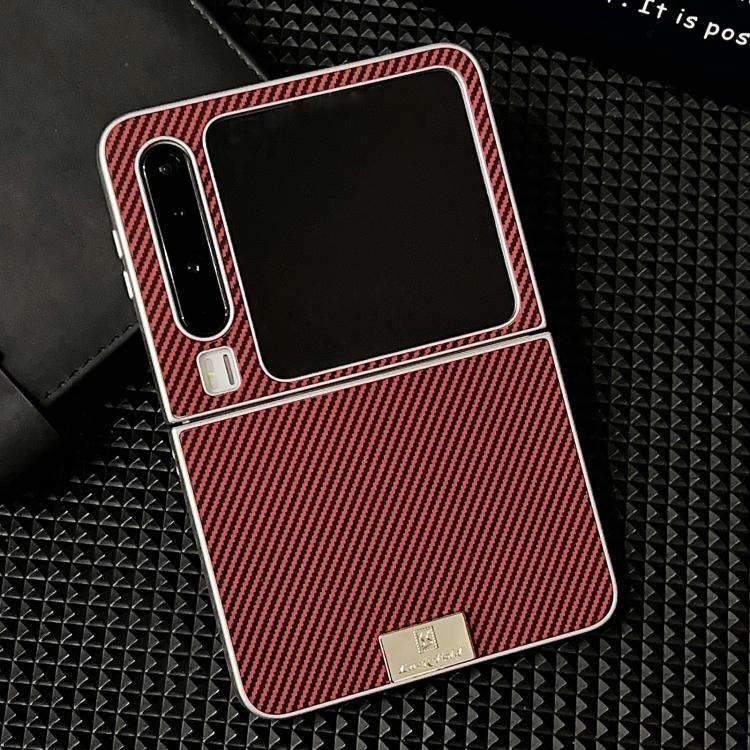 For Huawei Pura X Kevlar Carbon Fiber Ultra-thin Nameplate Shockproof Phone Case(Red)