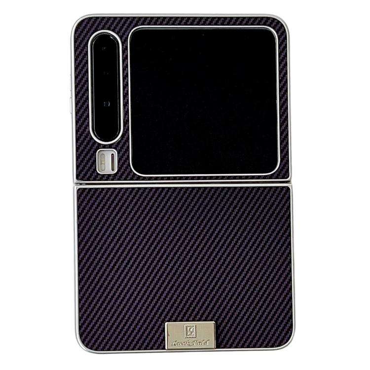 For Huawei Pura X Kevlar Carbon Fiber Ultra-thin Nameplate Shockproof Phone Case(Purple)