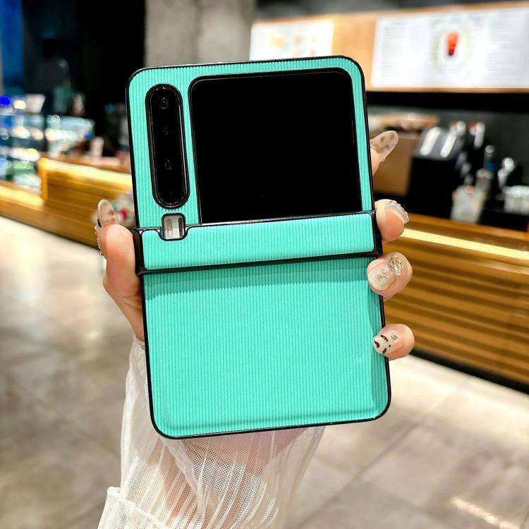 For Huawei Pura X Three-stage Vertical Pattern Solid Color Leather Phone Case(Lake Green)