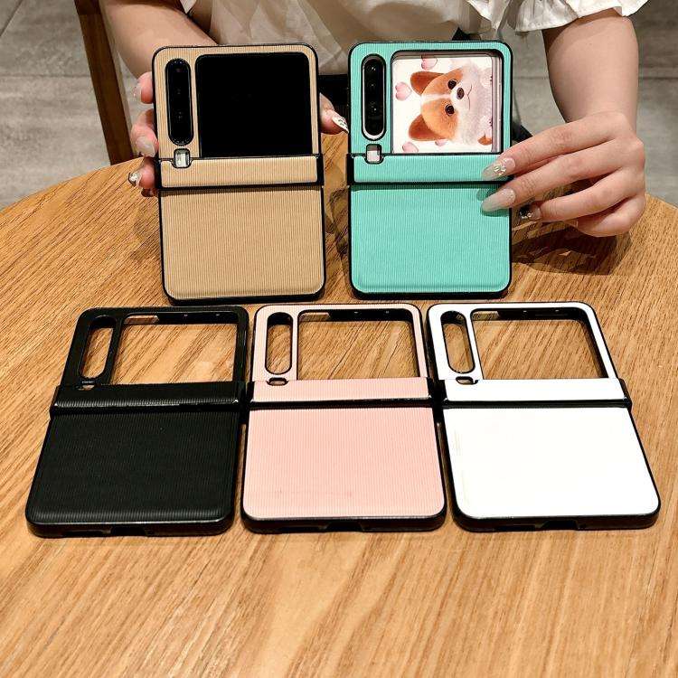For Huawei Pura X Three-stage Vertical Pattern Solid Color Leather Phone Case(Lake Green)