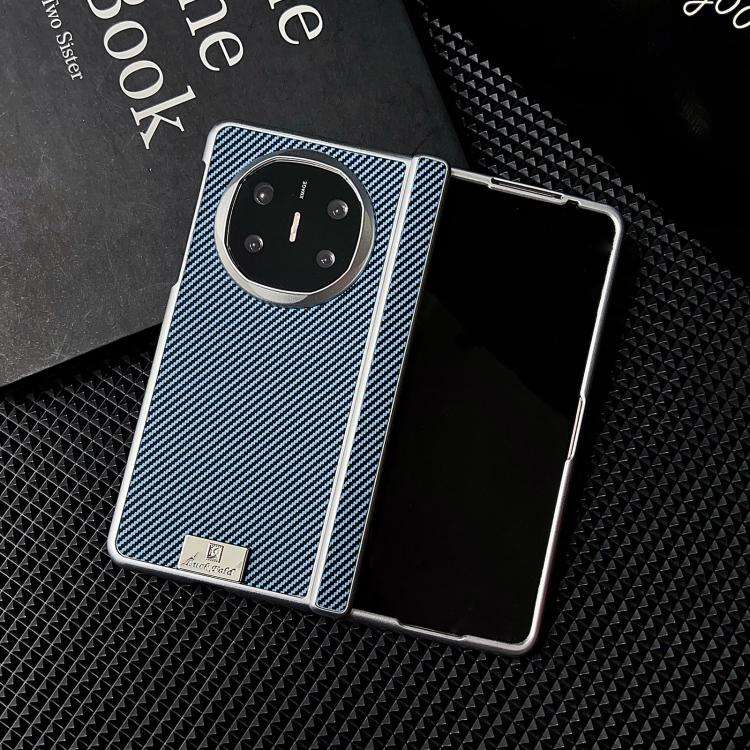 For Huawei Mate X3 / X5 Kevlar Carbon Fiber Spring Axis Nameplate Shockproof Phone Case(Blue)