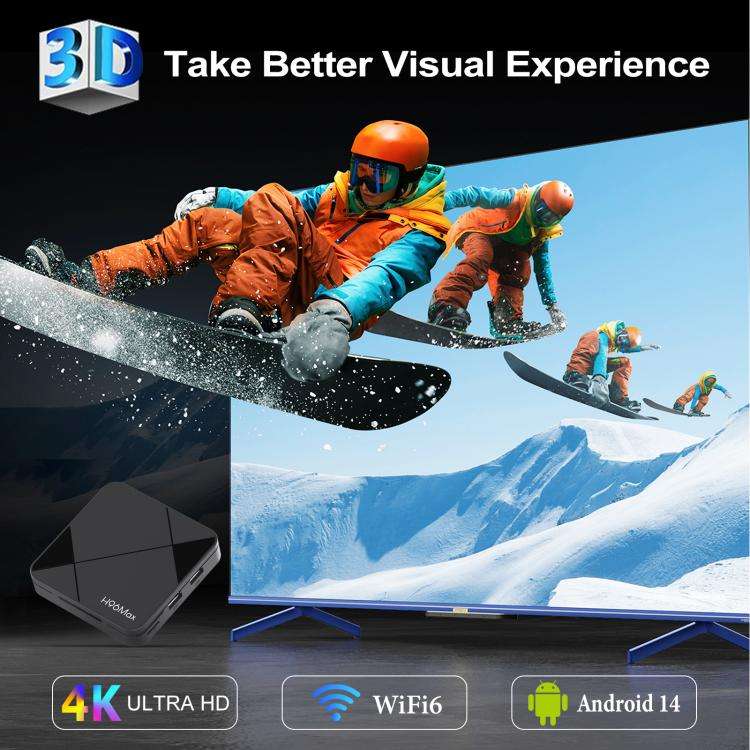 H96Max 4K UHD Android 14 Smart TV Box with Remote Control, RK3518 Quad-Core 2GB+16GB(UK Plug)