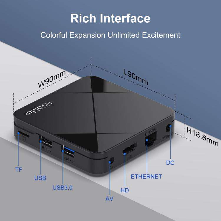 H96Max 4K UHD Android 14 Smart TV Box with Remote Control, RK3518 Quad-Core 2GB+16GB(UK Plug)