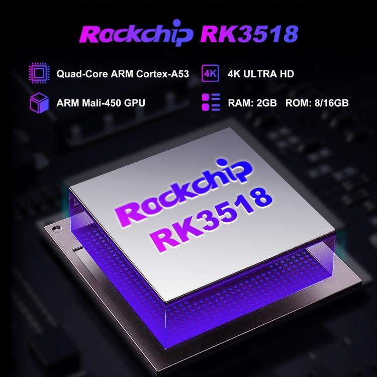 H96Max 4K UHD Android 14 Smart TV Box with Remote Control, RK3518 Quad-Core 2GB+16GB(AU Plug)