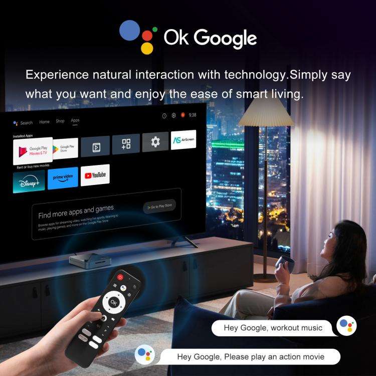 H96Max 4K UHD Android 14 Smart TV Box with Remote Control, RK3518 Quad-Core 2GB+16GB(UK Plug)