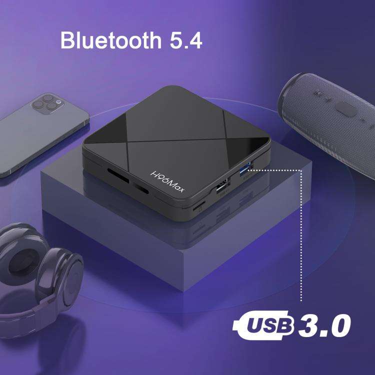 H96Max 4K UHD Android 14 Smart TV Box with Remote Control, RK3518 Quad-Core 2GB+16GB(UK Plug)