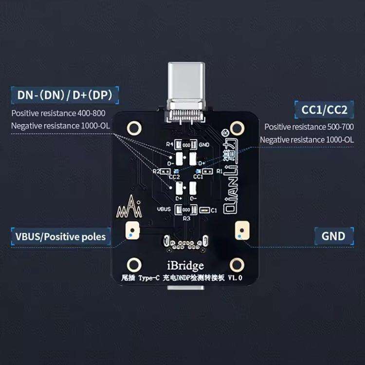 QianLi iBridge Tail Plug Charging DNDP Detection Epitaxial Board, Model:8 Pin