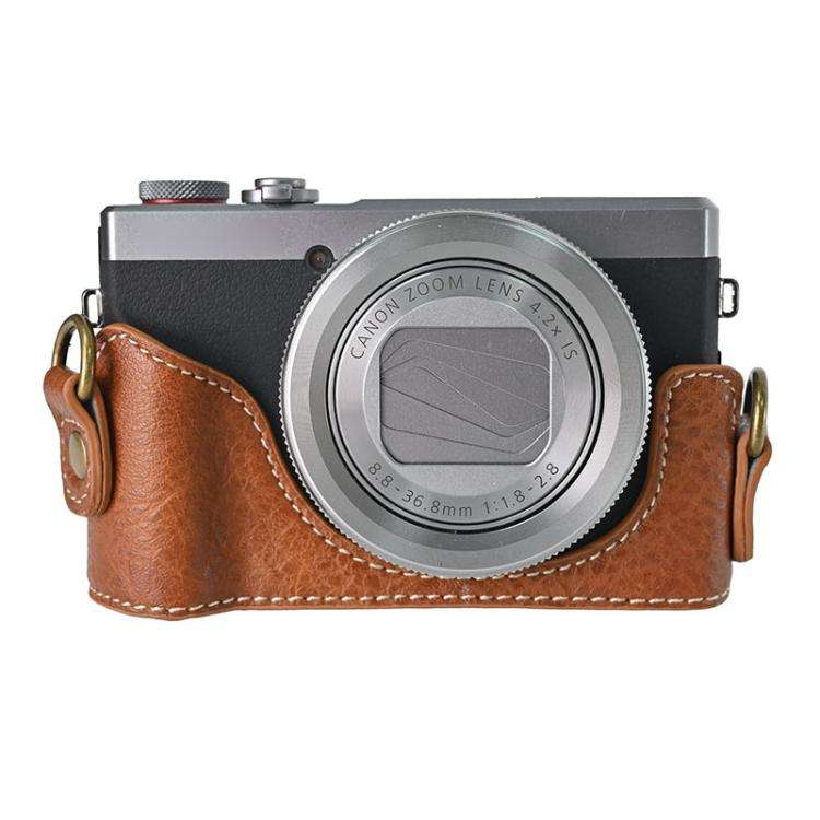 For Canon G7 X Mark III / G7X3 Retro Litchi Texture Leather Full Body Camera Case Bag with Strap(...