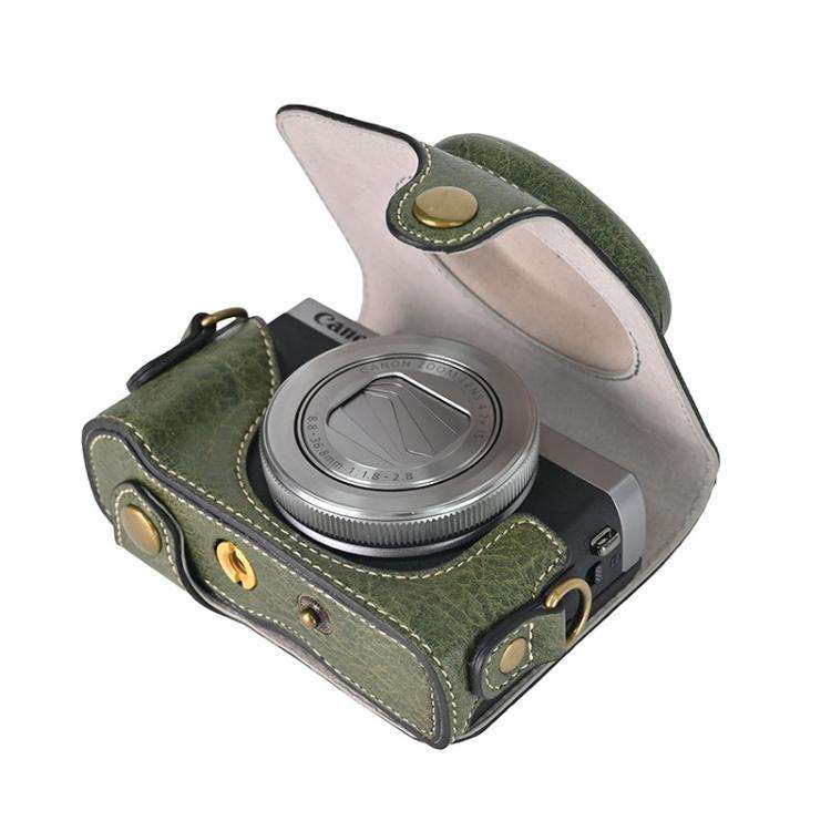 For Canon G7 X Mark III / G7X3 Retro Litchi Texture Leather Full Body Camera Case Bag with Strap(...