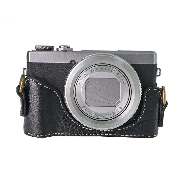For Canon G7 X Mark III / G7X3 Retro Litchi Texture Leather Full Body Camera Case Bag with Strap(...