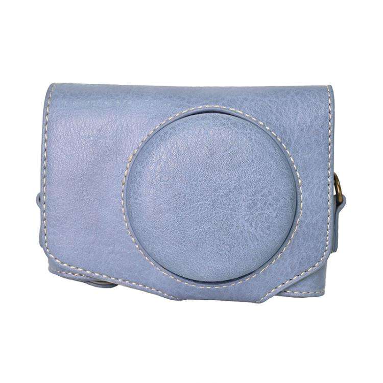 For Canon PowerShot SX740 HS Retro Litchi Texture Leather Full Body Camera Case Bag with Strap(Blue)