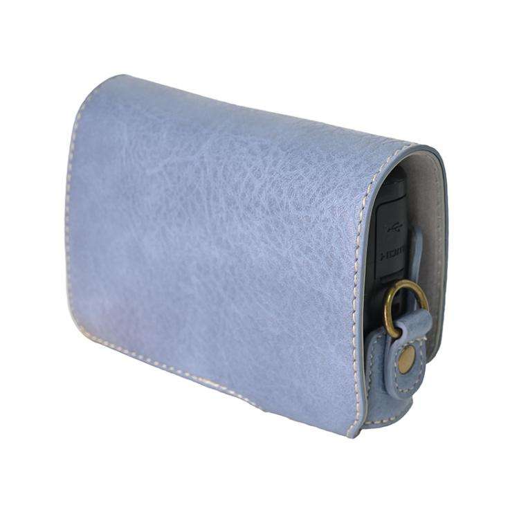 For Canon PowerShot SX740 HS Retro Litchi Texture Leather Full Body Camera Case Bag with Strap(Blue)