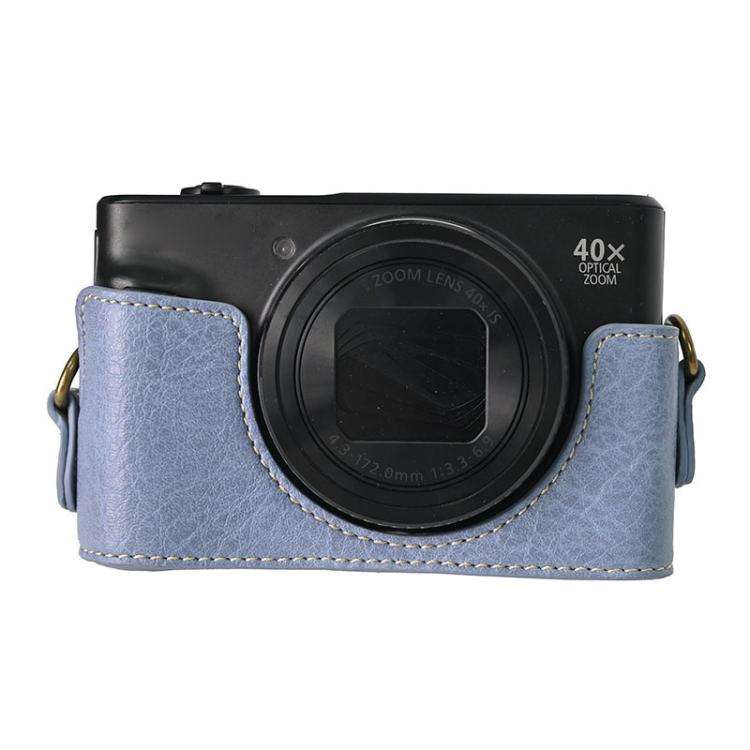 For Canon PowerShot SX740 HS Retro Litchi Texture Leather Full Body Camera Case Bag with Strap(Blue)