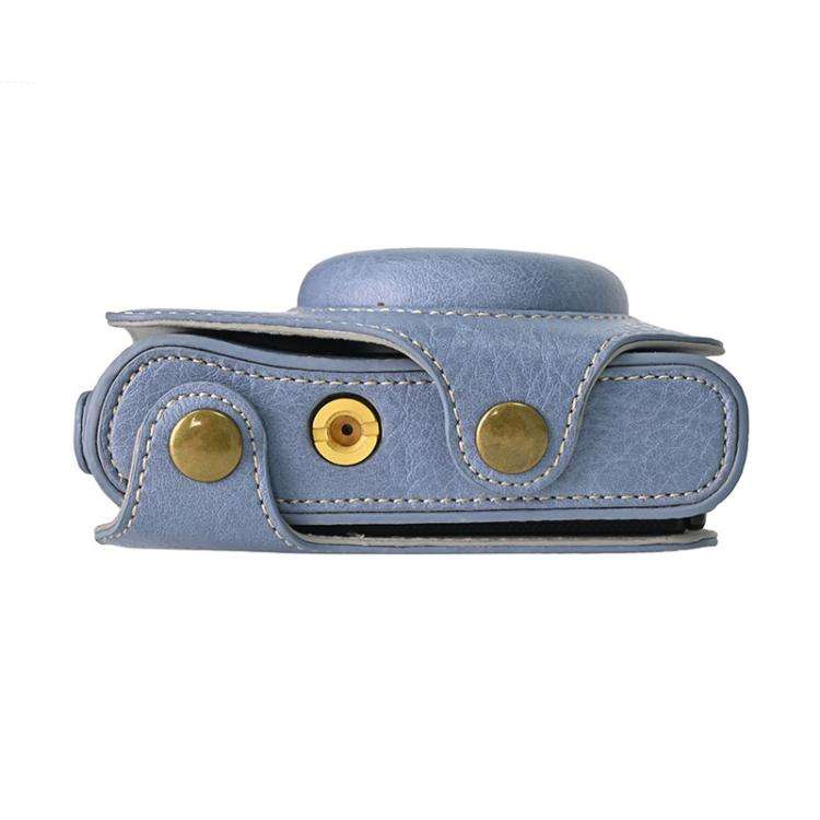 For Canon PowerShot SX740 HS Retro Litchi Texture Leather Full Body Camera Case Bag with Strap(Blue)