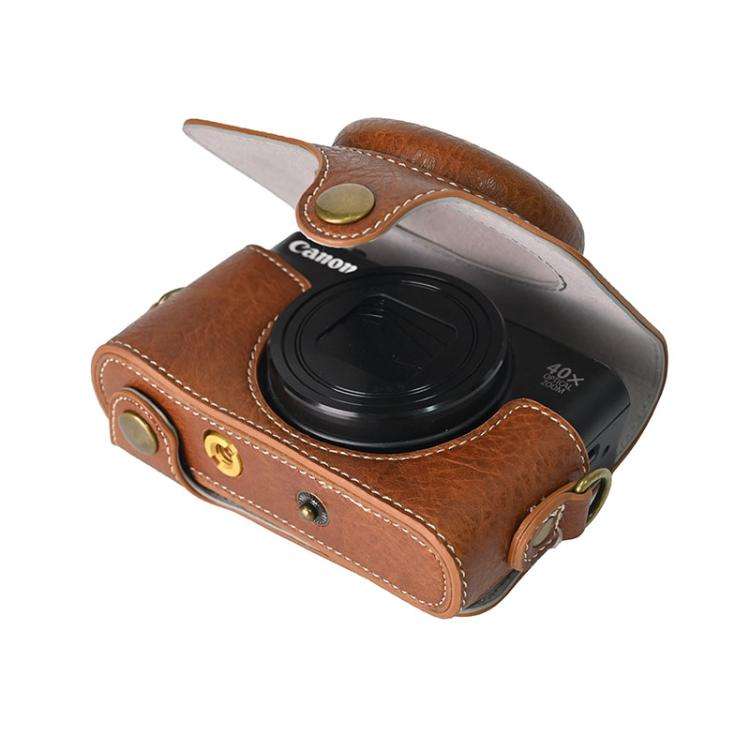 For Canon PowerShot SX740 HS Retro Litchi Texture Leather Full Body Camera Case Bag with Strap(Co...