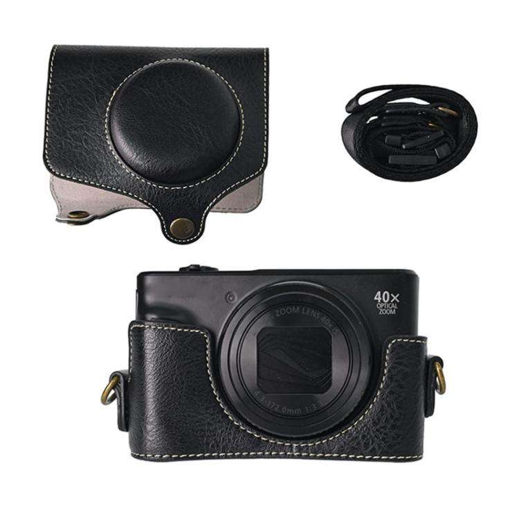 For Canon PowerShot SX740 HS Retro Litchi Texture Leather Full Body Camera Case Bag with Strap(Bl...