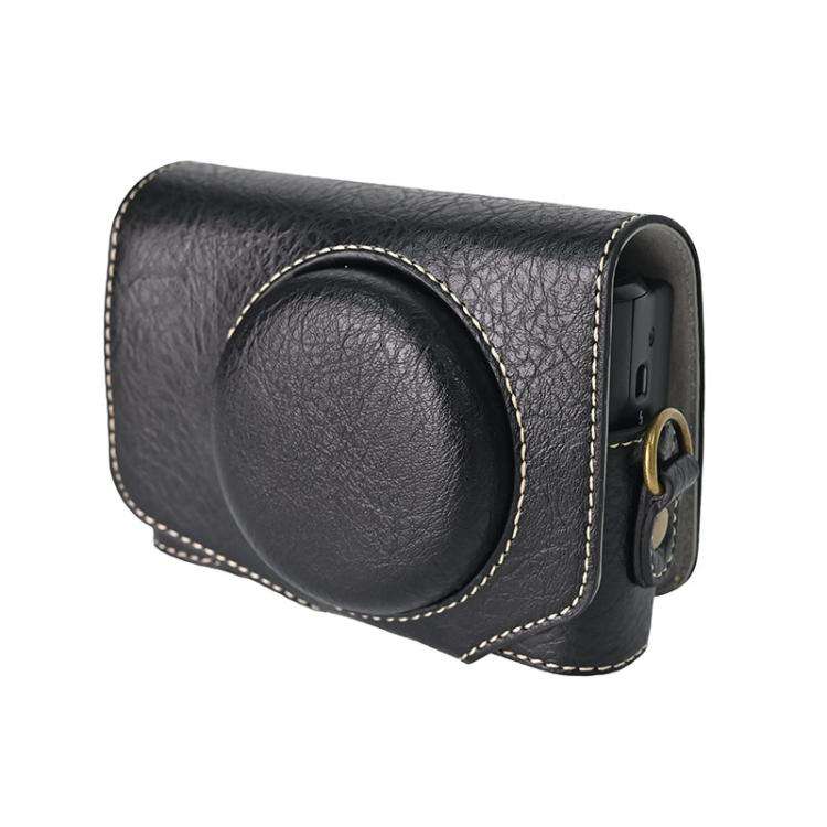 For Canon PowerShot SX740 HS Retro Litchi Texture Leather Full Body Camera Case Bag with Strap(Bl...