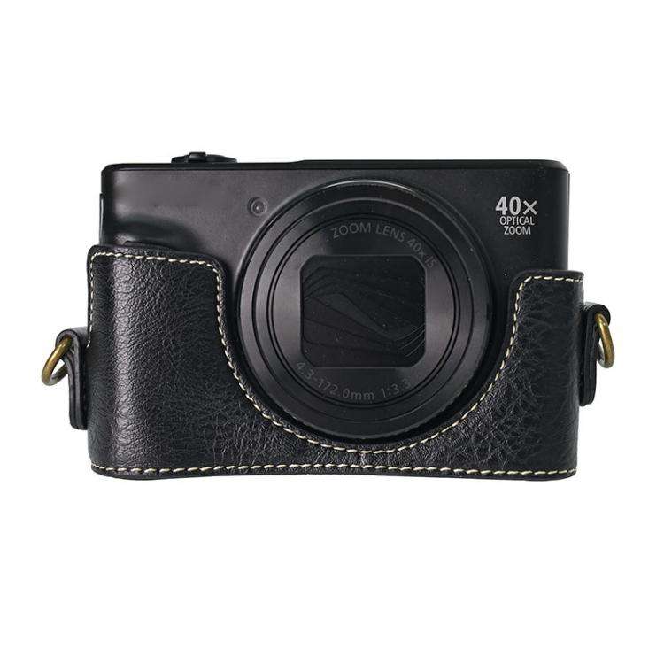 For Canon PowerShot SX740 HS Retro Litchi Texture Leather Full Body Camera Case Bag with Strap(Bl...
