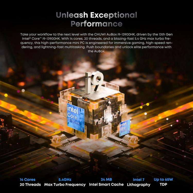 CHUWI AUBox i9-13900HK Windows 11 Mini PC, 16GB+512GB, Intel Core i9-13900HK Processor(US Plug)