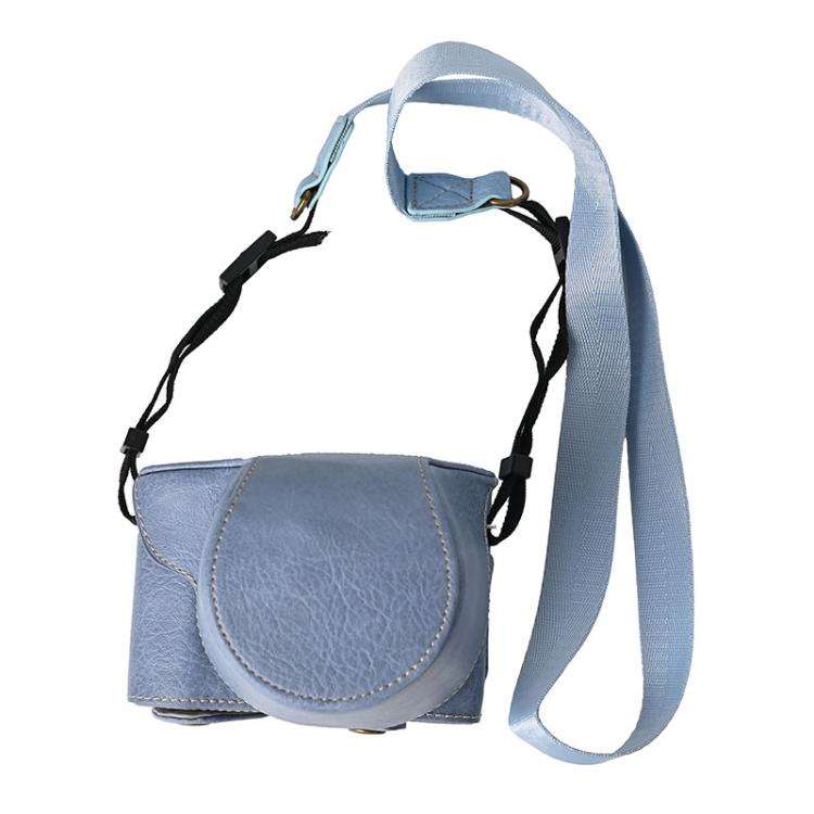 For FUJIFILM X-M5 Retro Litchi Texture Leather Full Body Camera Case Bag with Strap(Blue)