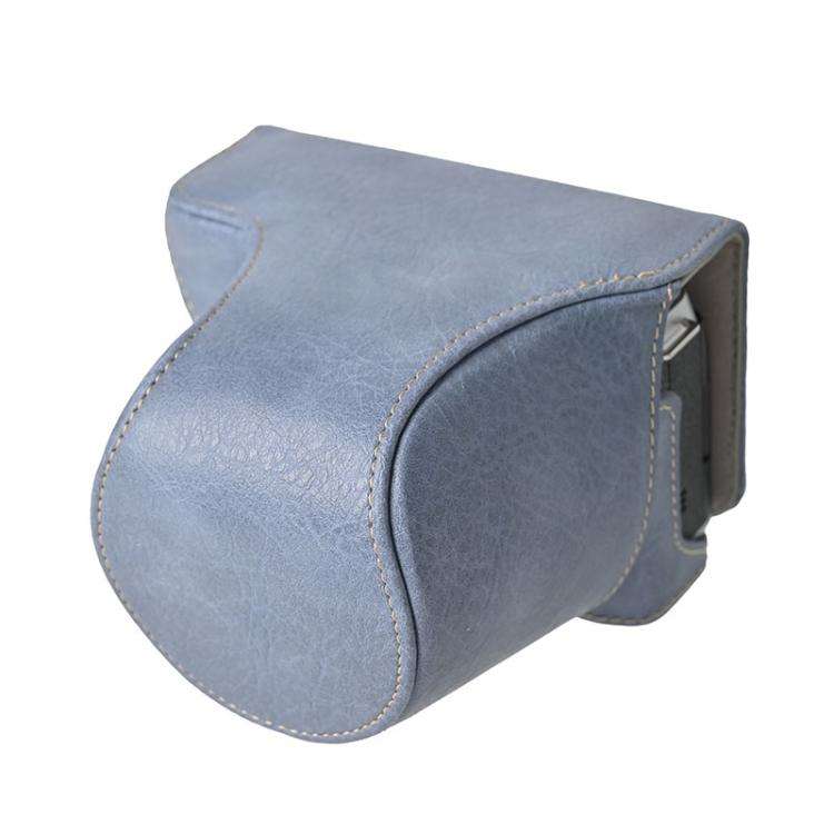 For FUJIFILM X-M5 Retro Litchi Texture Leather Full Body Camera Case Bag with Strap(Blue)