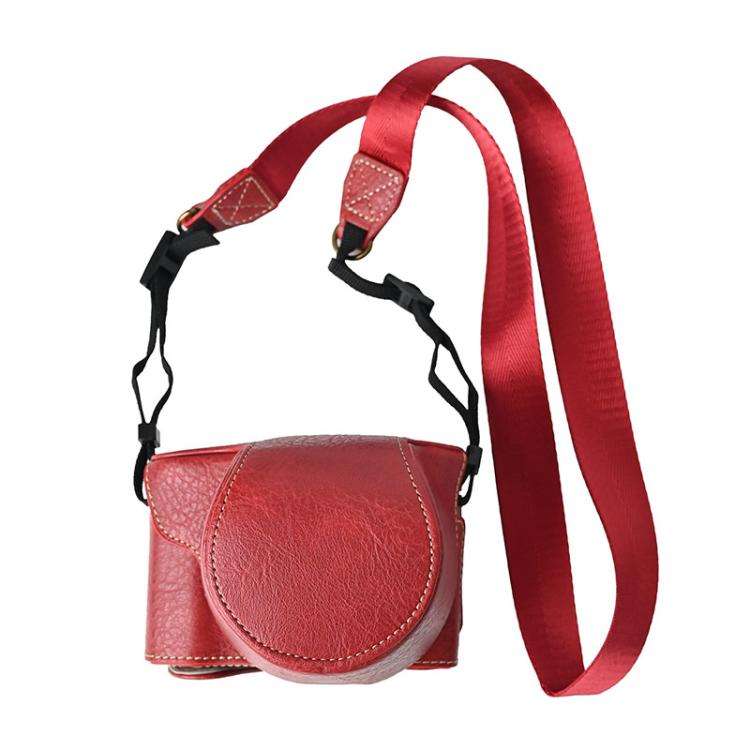 For FUJIFILM X-M5 Retro Litchi Texture Leather Full Body Camera Case Bag with Strap(Red)