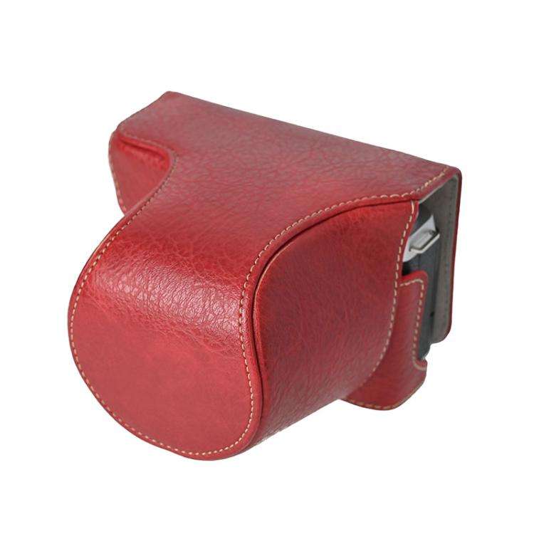 For FUJIFILM X-M5 Retro Litchi Texture Leather Full Body Camera Case Bag with Strap(Red)