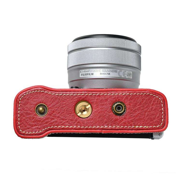 For FUJIFILM X-M5 Retro Litchi Texture Leather Full Body Camera Case Bag with Strap(Red)