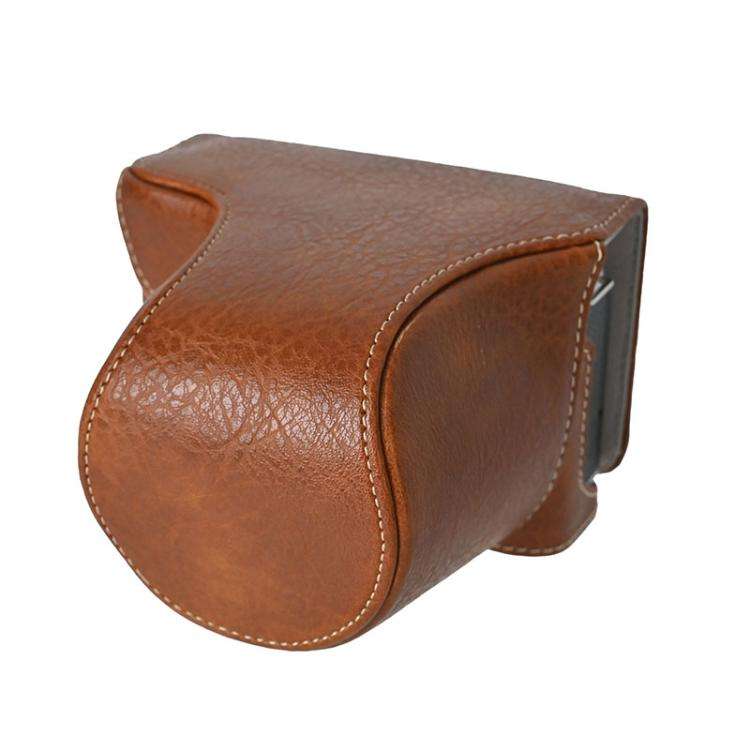 For FUJIFILM X-M5 Retro Litchi Texture Leather Full Body Camera Case Bag with Strap(Coffee)