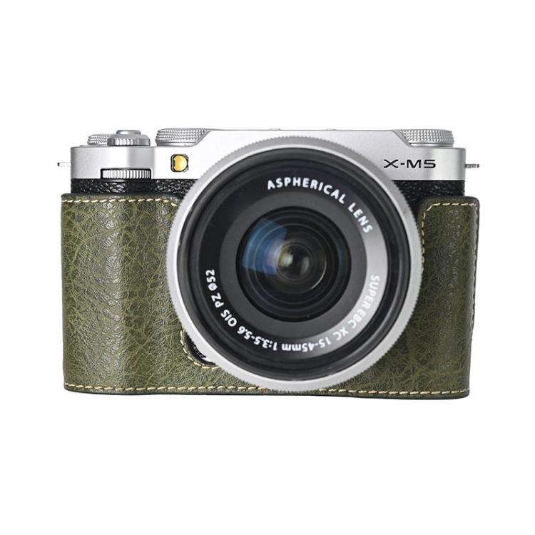 For FUJIFILM X-M5 Retro Litchi Texture Leather Full Body Camera Case Bag with Strap(Green)