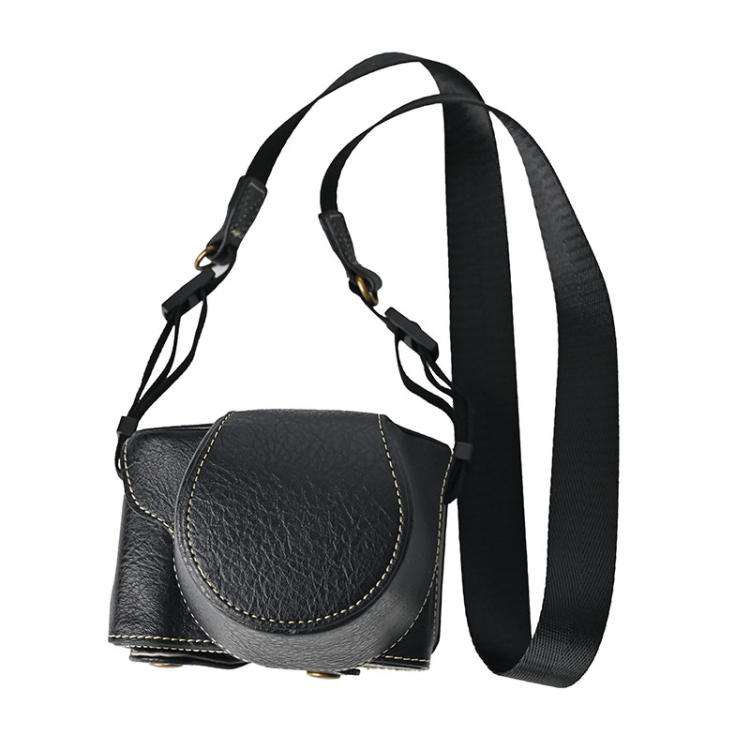 For FUJIFILM X-M5 Retro Litchi Texture Leather Full Body Camera Case Bag with Strap(Black)