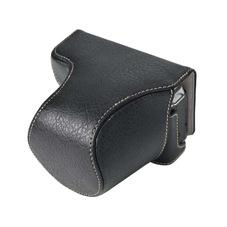 For FUJIFILM X-M5 Retro Litchi Texture Leather Full Body Camera Case Bag with Strap(Black)