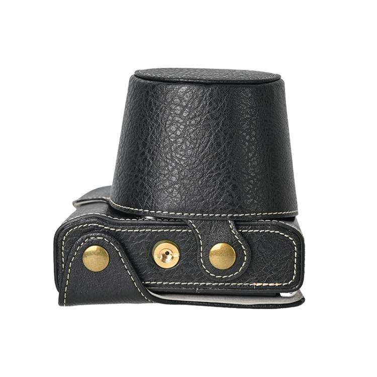 For FUJIFILM X-M5 Retro Litchi Texture Leather Full Body Camera Case Bag with Strap(Black)
