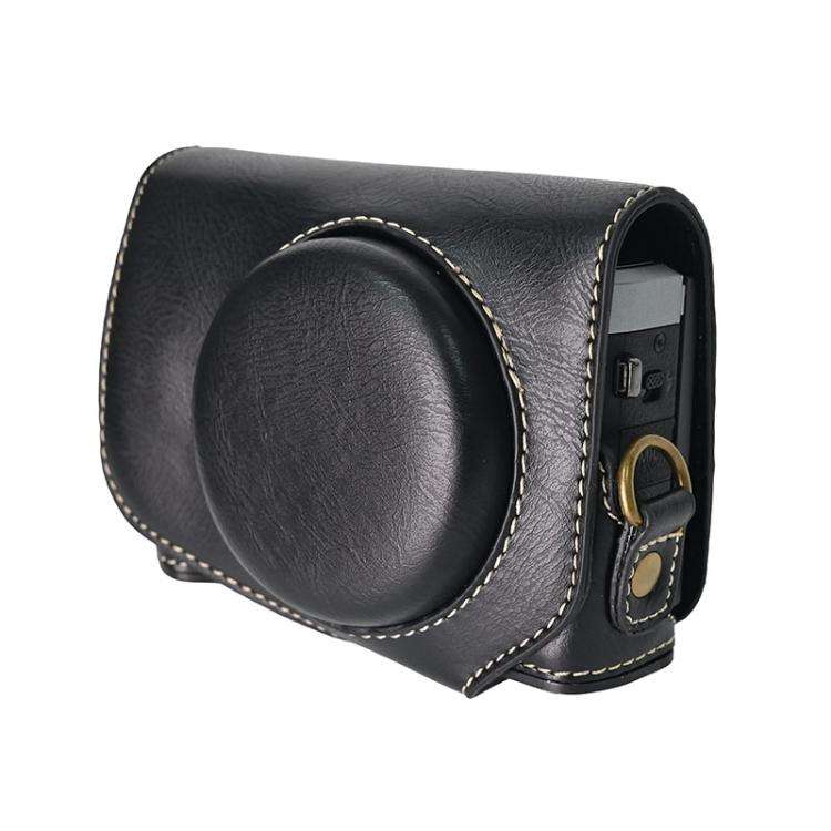 For Canon G7 X Mark III / G7X3 Retro Pull Up Leather Full Body Camera Case Bag with Strap(Black)