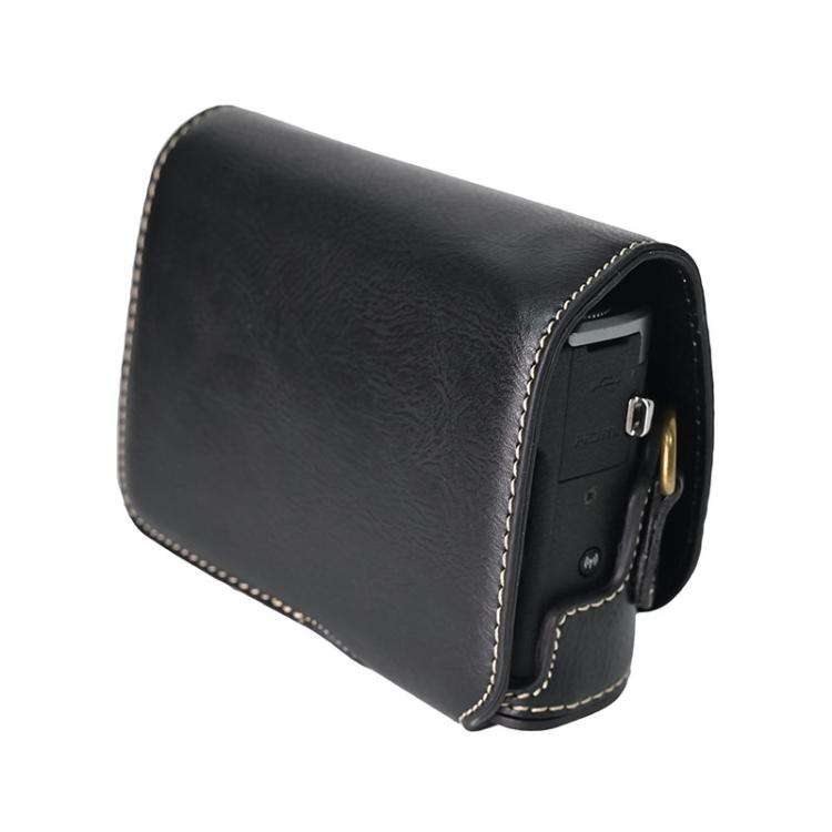 For Canon G7 X Mark III / G7X3 Retro Pull Up Leather Full Body Camera Case Bag with Strap(Black)