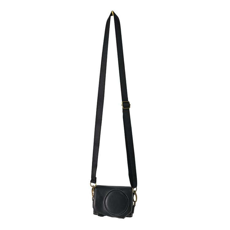 For Canon G7 X Mark III / G7X3 Retro Pull Up Leather Full Body Camera Case Bag with Strap(Black)
