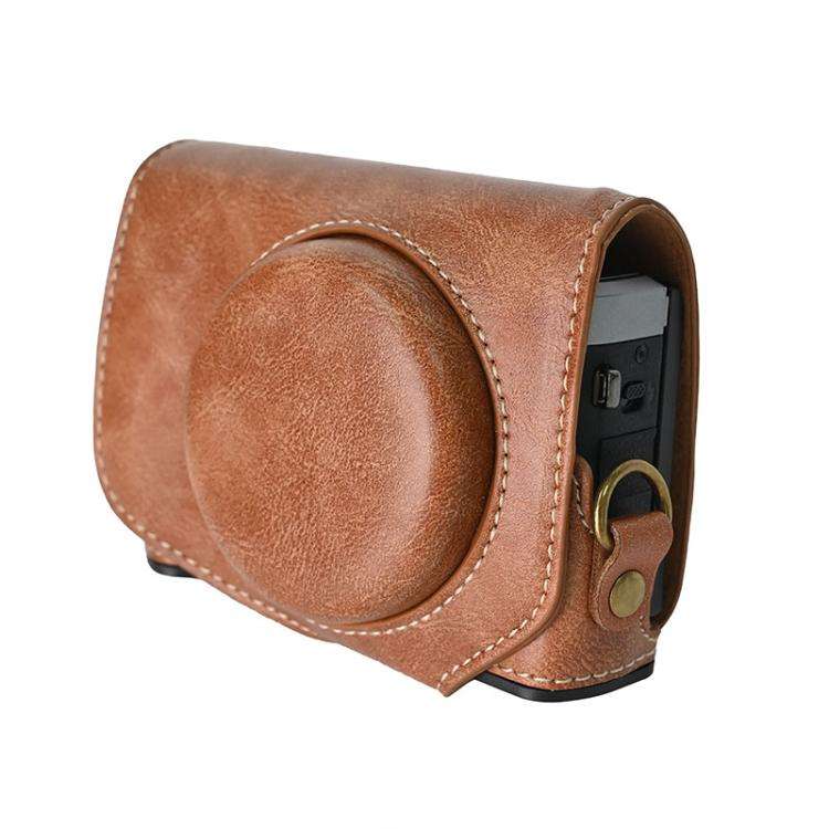 For Canon G7 X Mark III / G7X3 Retro Pull Up Leather Full Body Camera Case Bag with Strap(Brown)