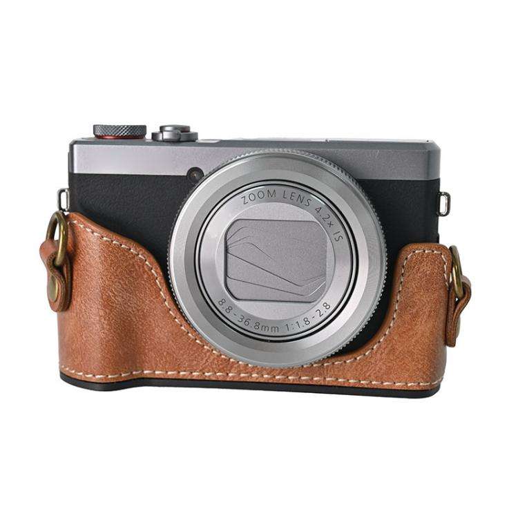 For Canon G7 X Mark III / G7X3 Retro Pull Up Leather Full Body Camera Case Bag with Strap(Brown)
