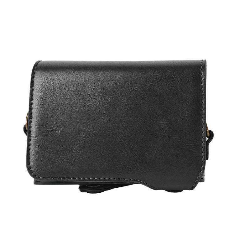 For Canon PowerShot SX740 HS Retro Pull Up Leather Full Body Camera Case Bag with Strap(Black)